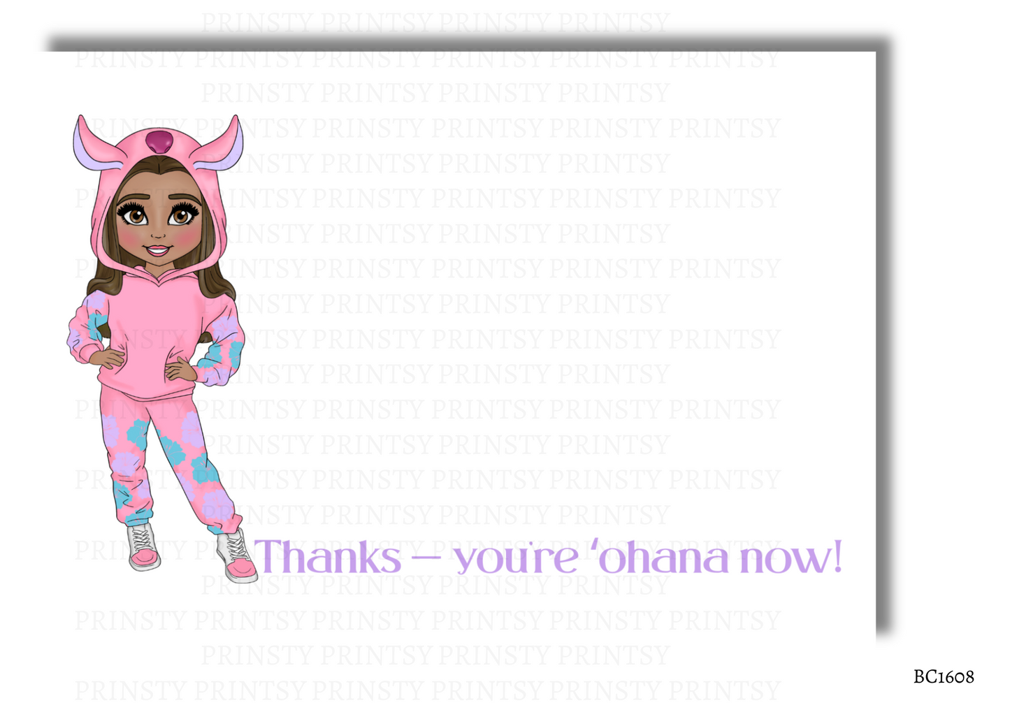 Pink Hawaiian Dolly Bow Card