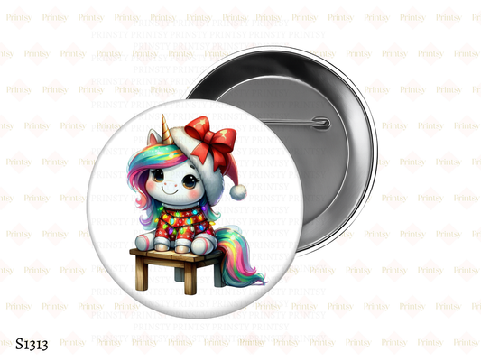 Christmas Unicorn BowBitz/Badges