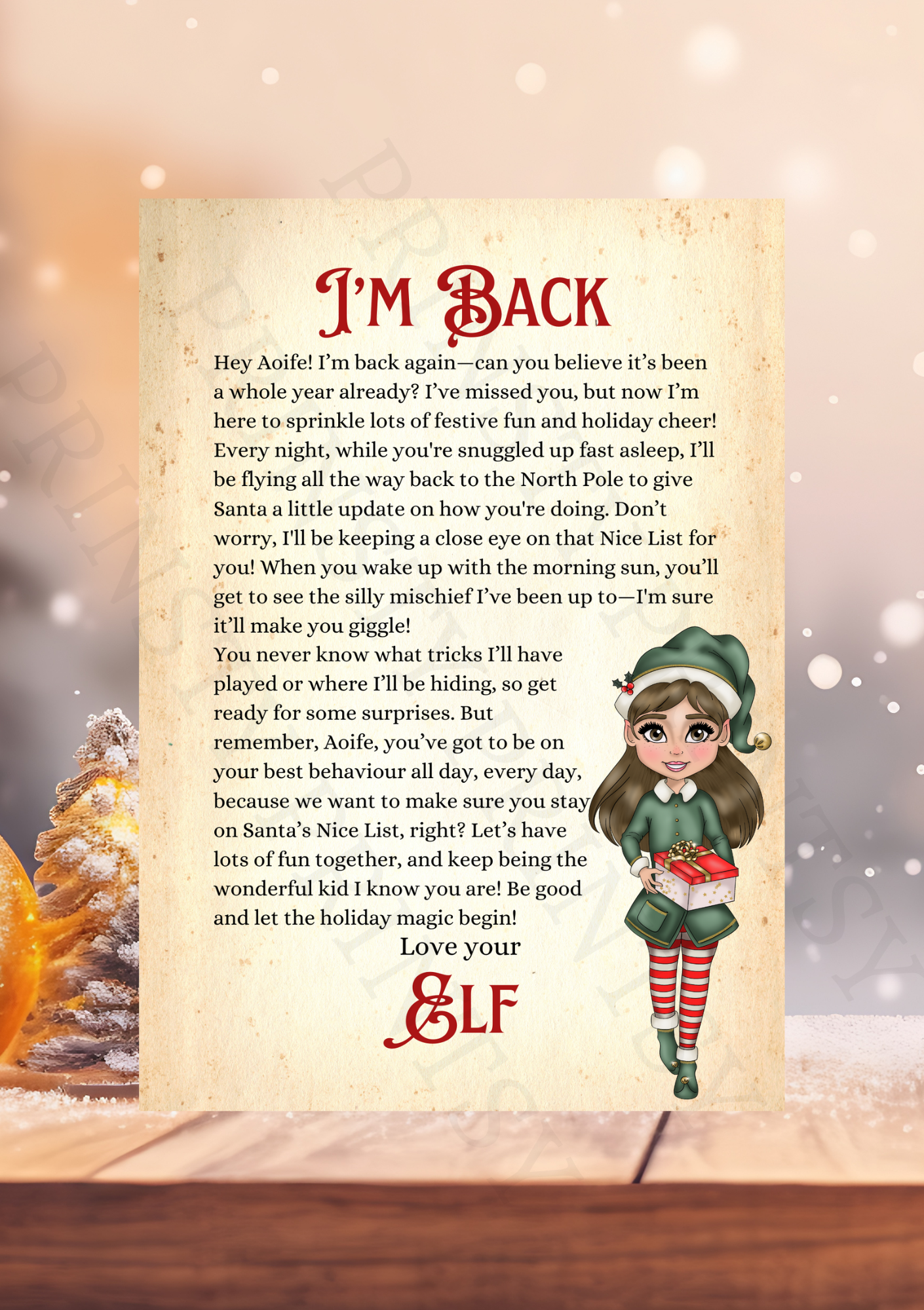 I'm Back Elf Letter