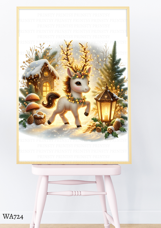 Christmas Unicorn Wall Art
