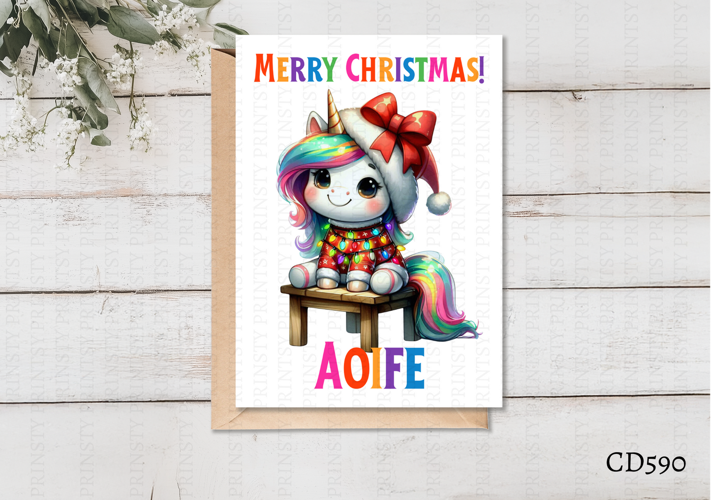 Christmas Unicorn Celebration Card