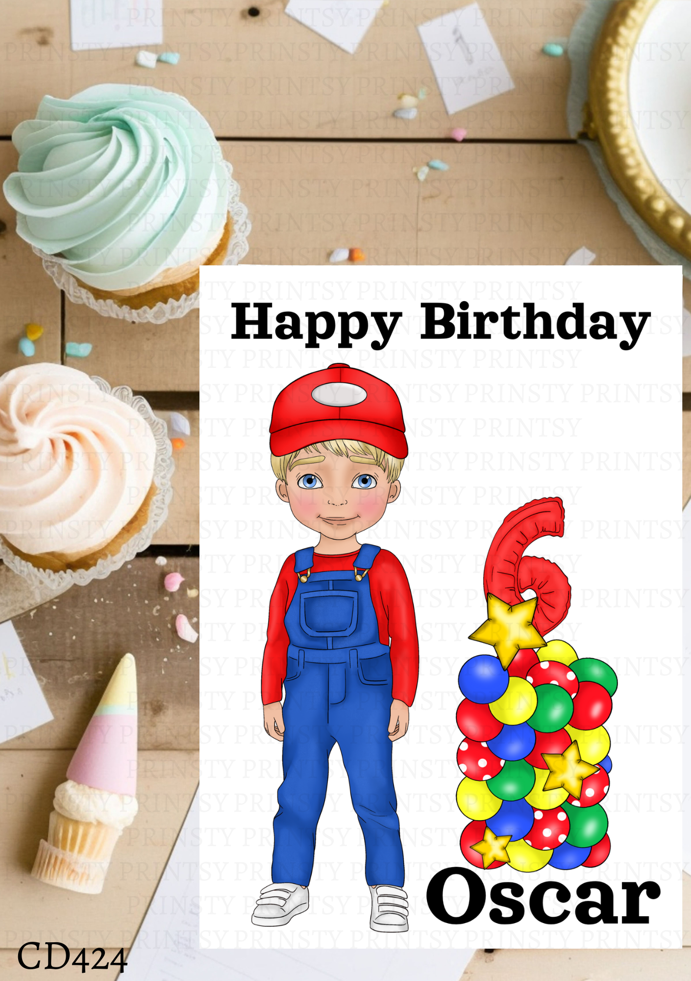 Green and Red Dungarees Dude Celebration Card