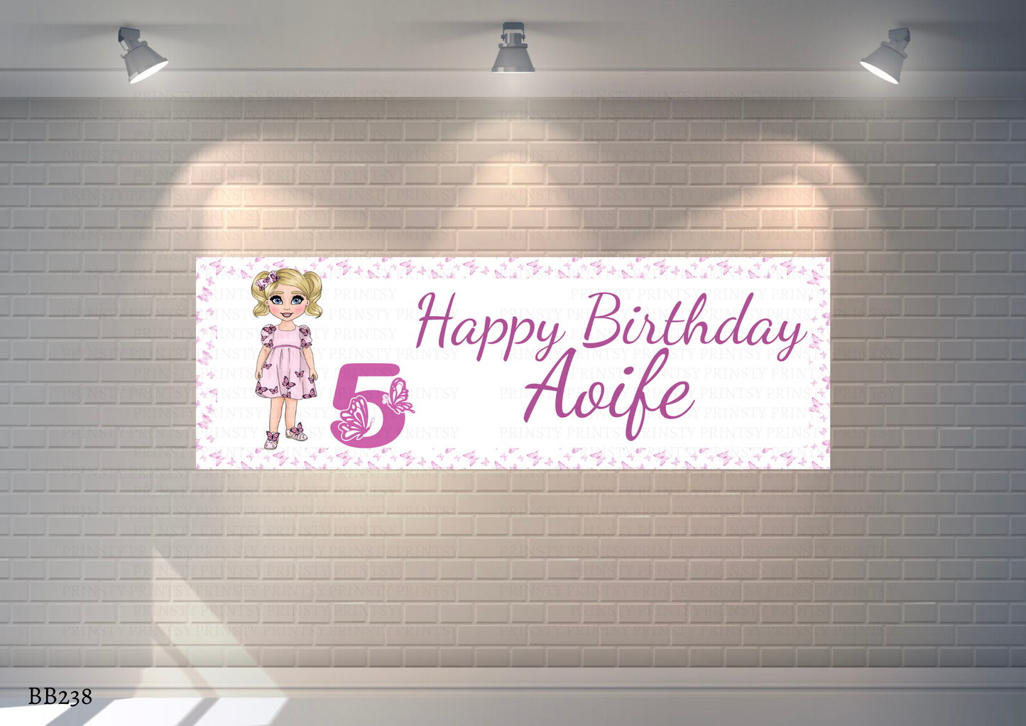 Pink Butterfly Dolly Banner