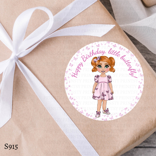 Pink Butterfly Dolly Sticker Sheet