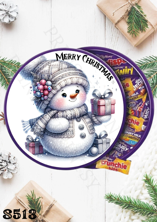 Christmas Snowman Chocolate Tub Sticker