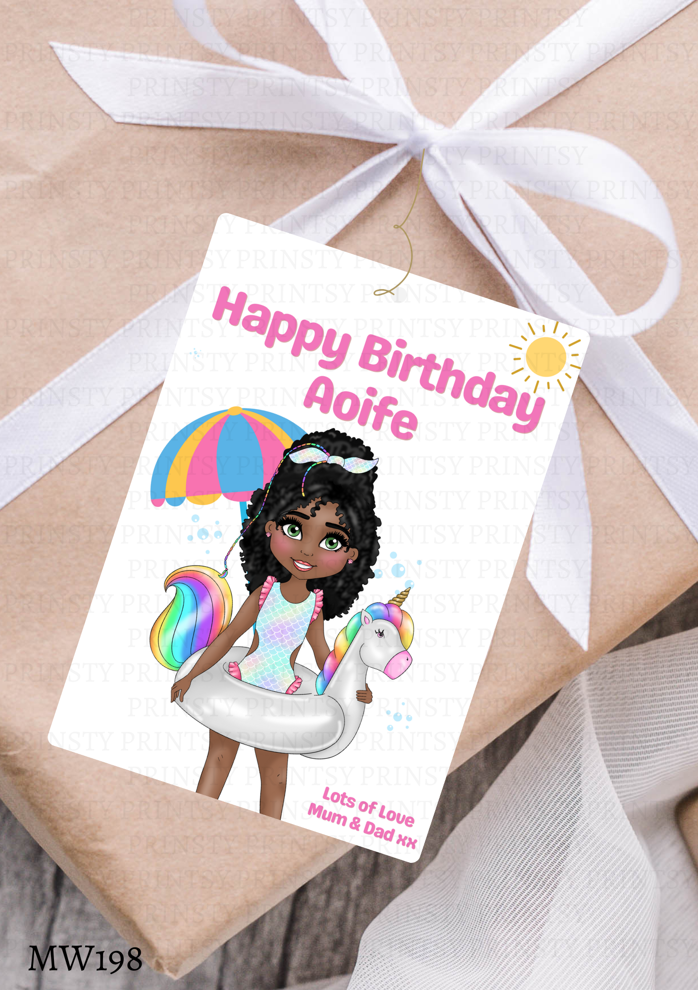 Pool Party Dolly Gift Label