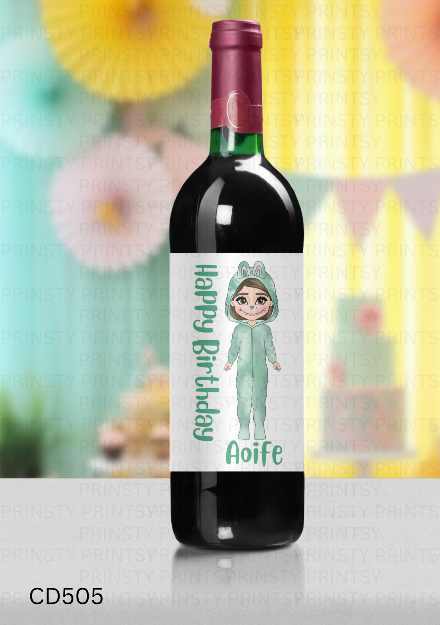 Mini Magic Monster Dolly Wine Bottle Sticker