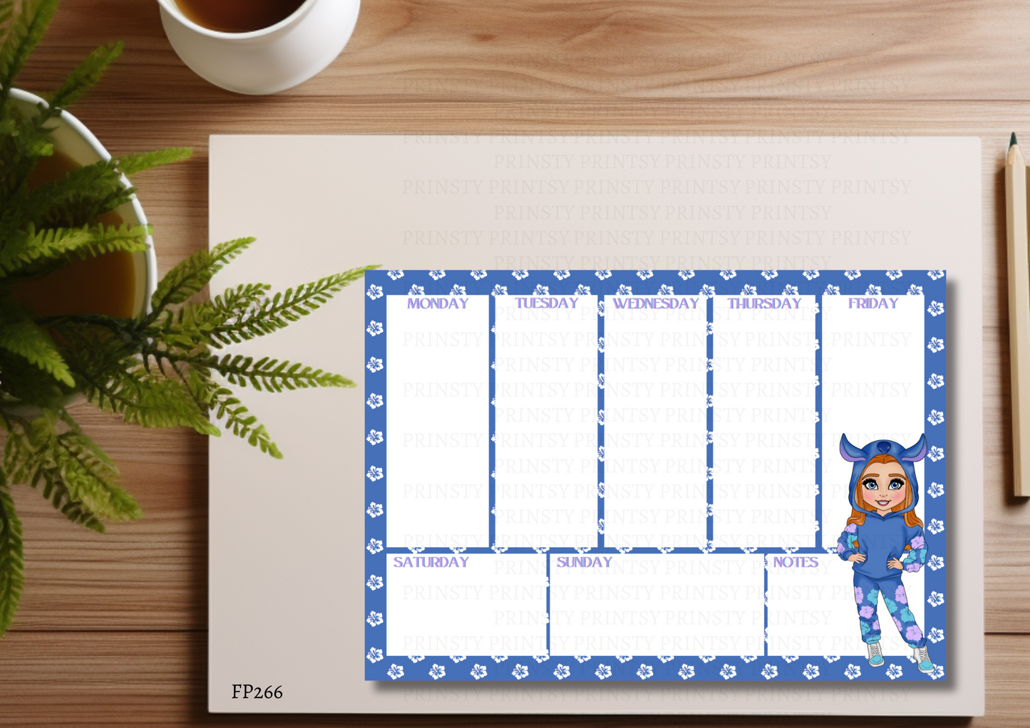 Blue Hawaiian Dolly Weekly Planner