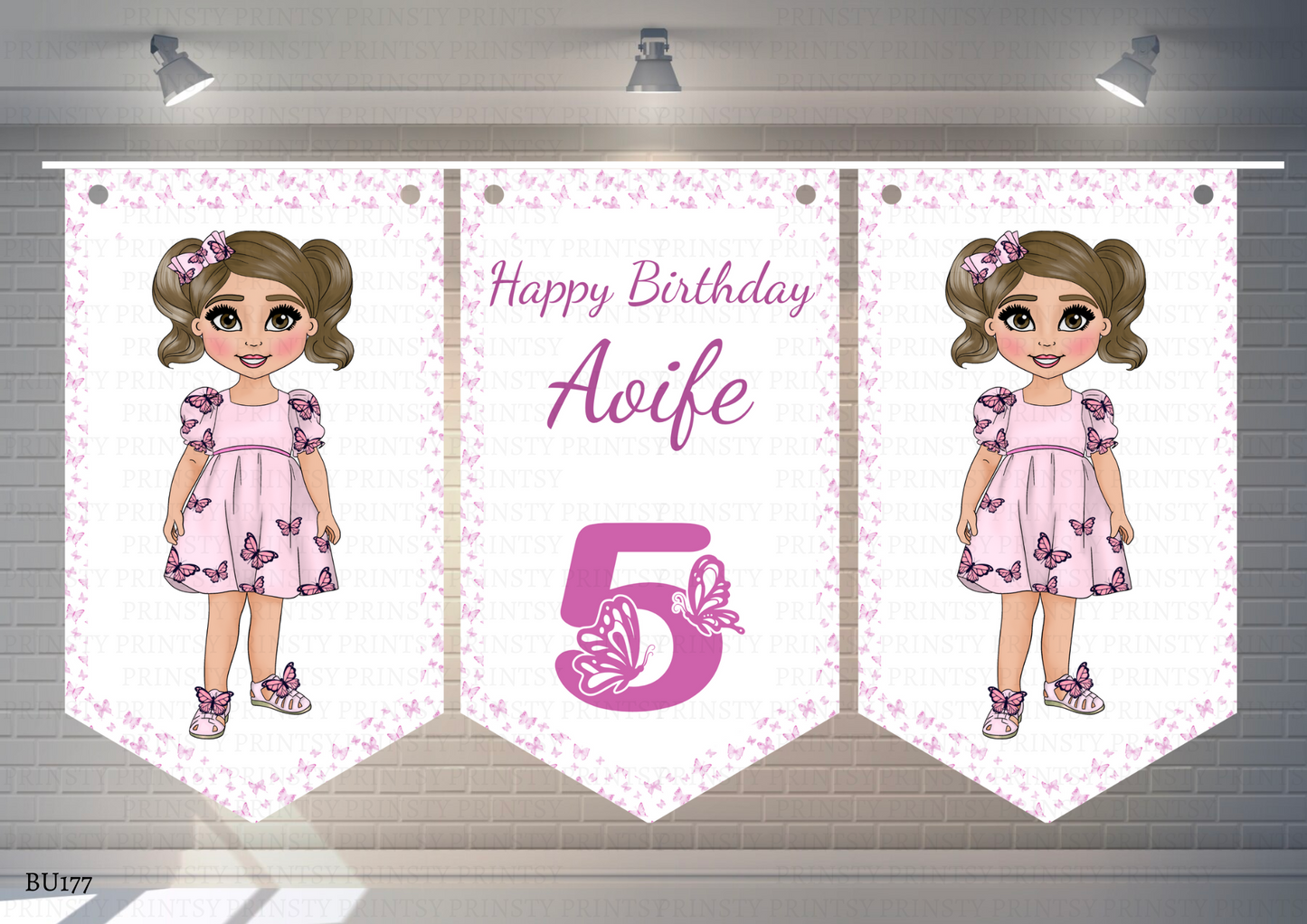 Pink Butterfly Dolly Bunting