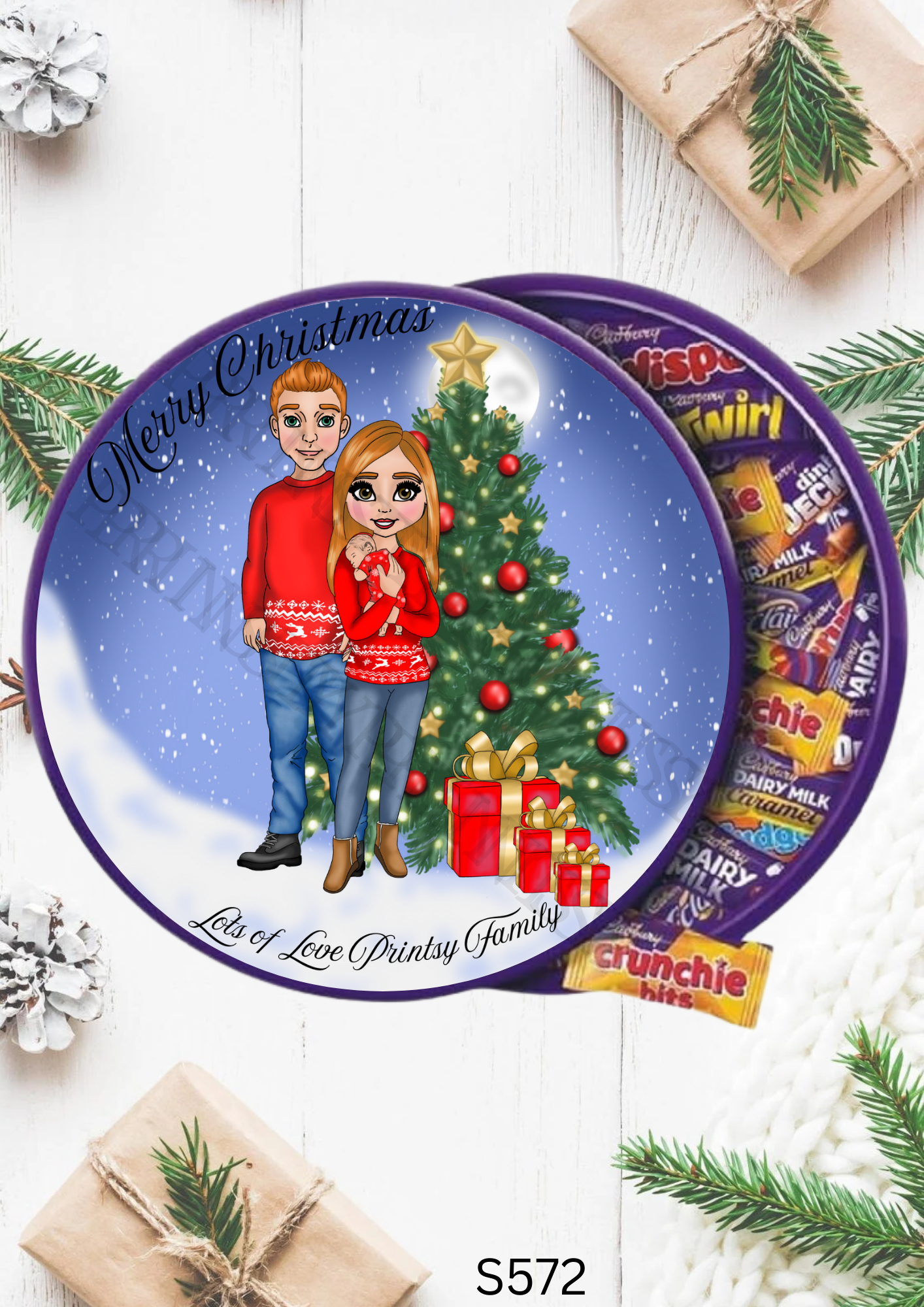 Christmas Family Chocolate Tub Sticker