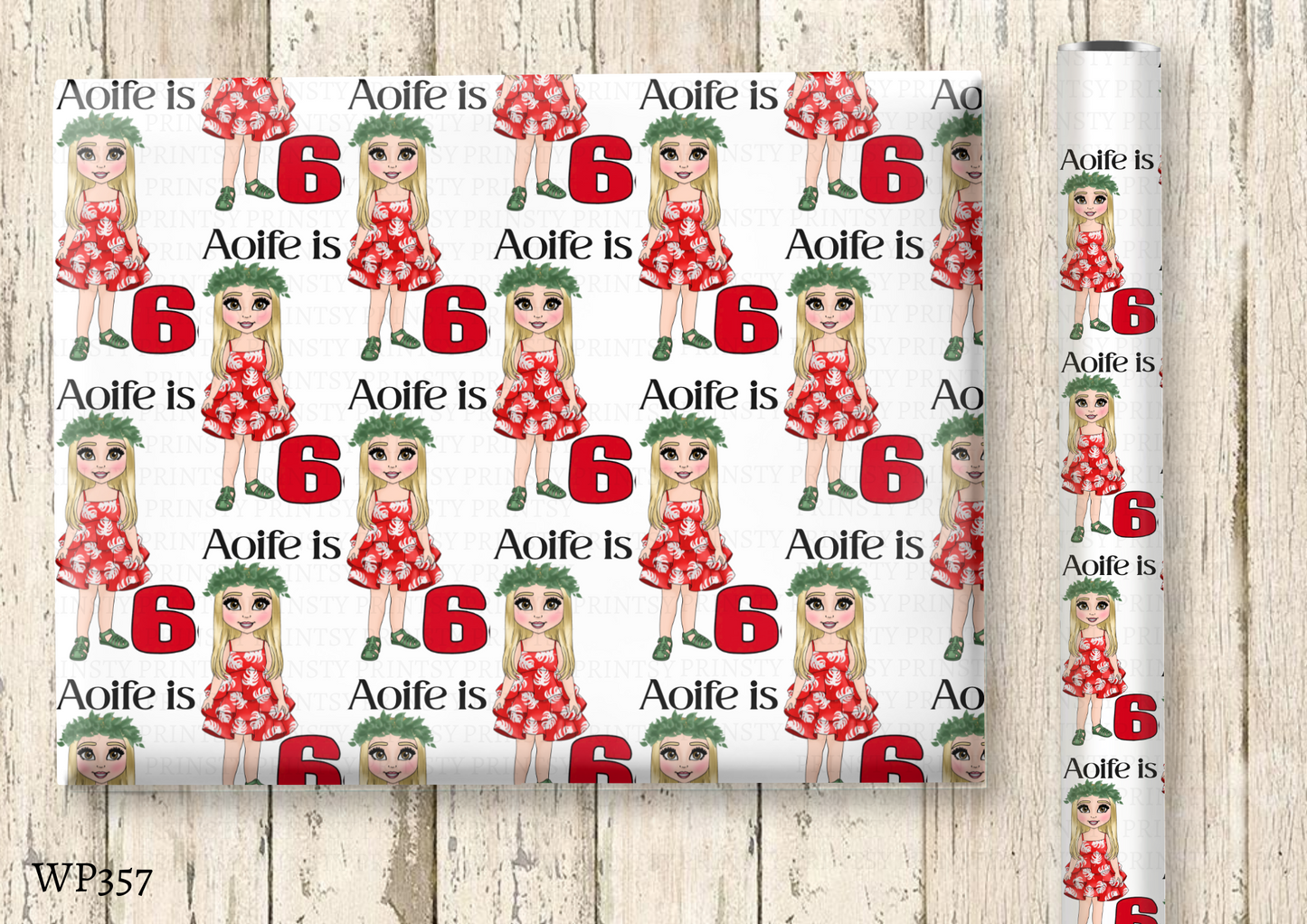Red Hawaiian Dolly Wrapping Paper
