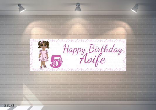 Pink Butterfly Dolly Banner