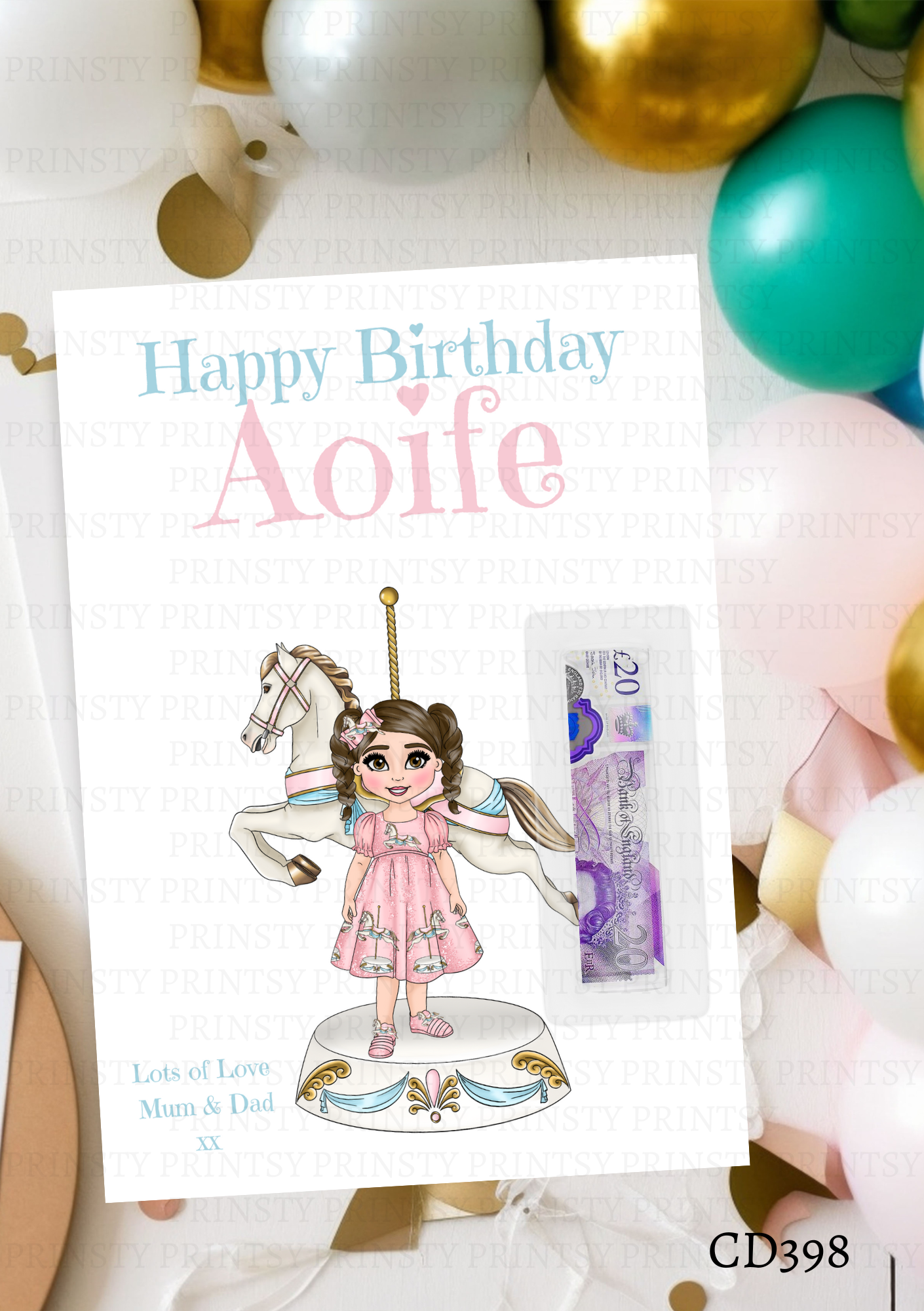 Carousel Dolly Money Card