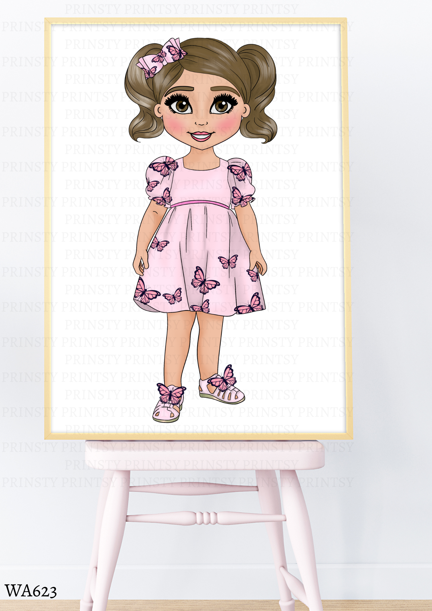 Pink Butterfly Dolly Wall Art