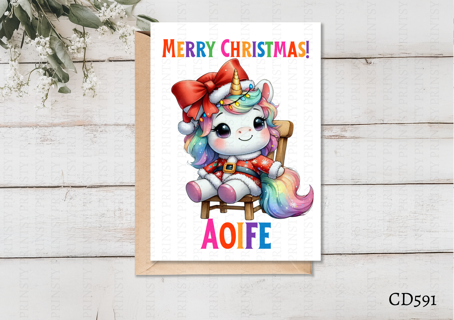 Christmas Unicorn Celebration Card