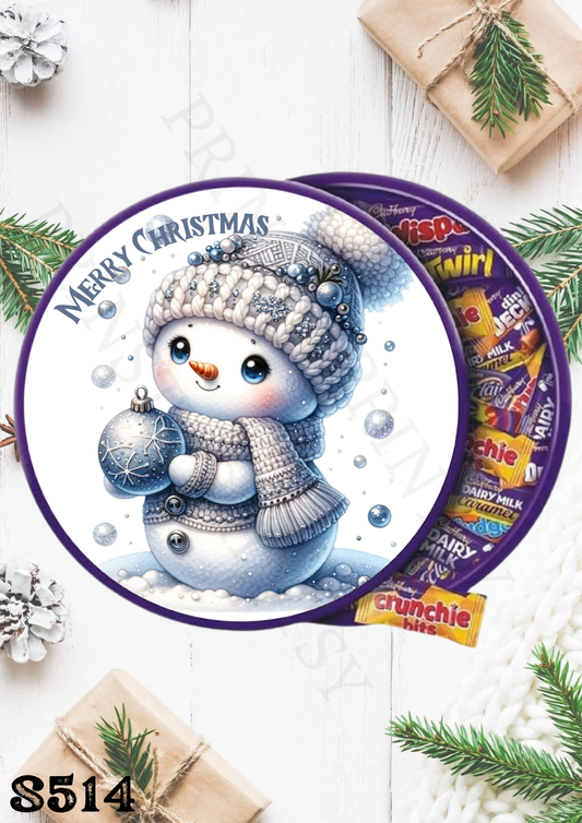 Christmas Snowman Chocolate Tub Sticker