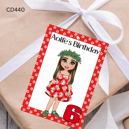 Red Hawaiian Dolly Gift Label