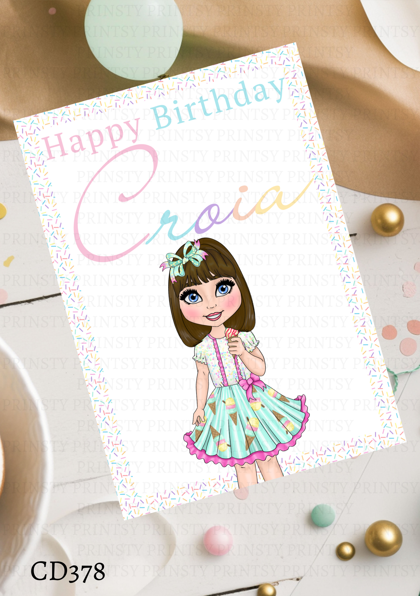 Ice Cream Dolly Celebration Card