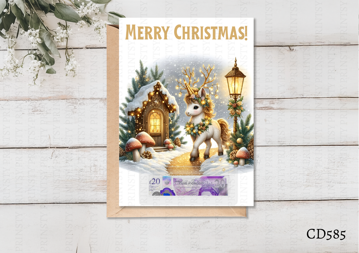 Christmas Unicorn Money Card