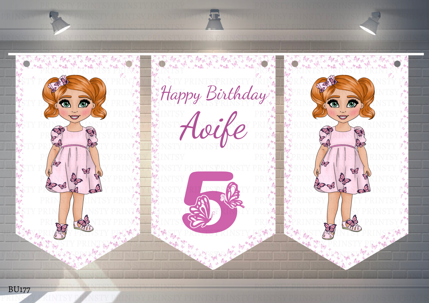 Pink Butterfly Dolly Bunting