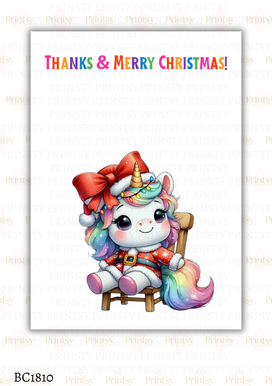 Christmas Unicorn Bow Card