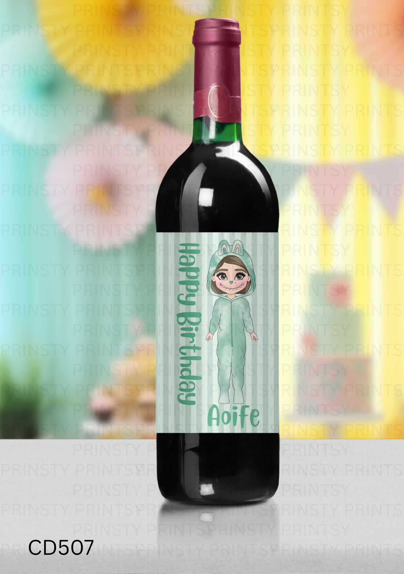 Mini Magic Monster Dolly Wine Bottle Sticker