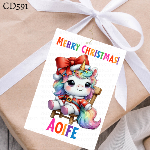 Christmas Unicorn Gift Label