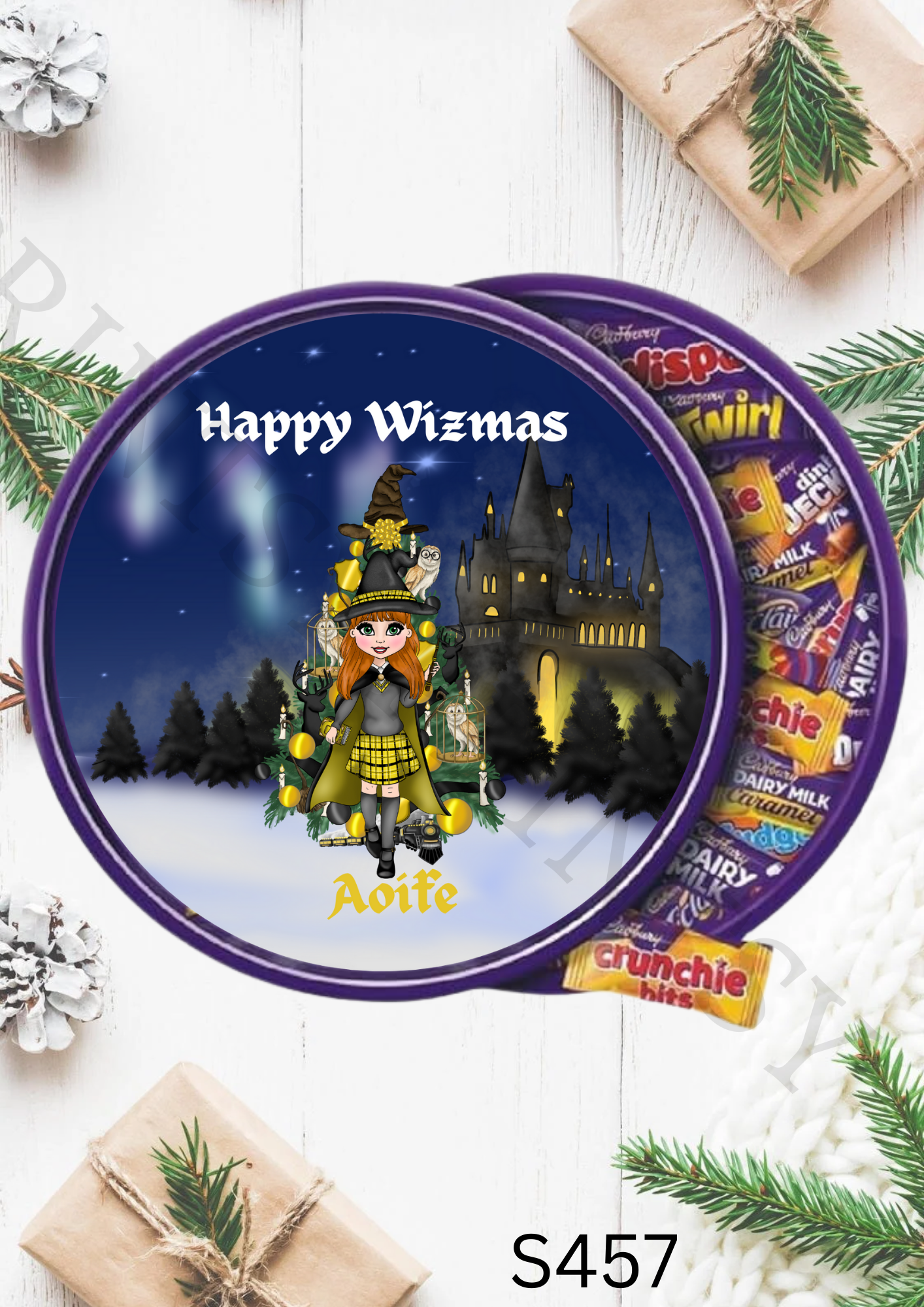 Dolly Christmas Wizard Chocolate Tub Sticker