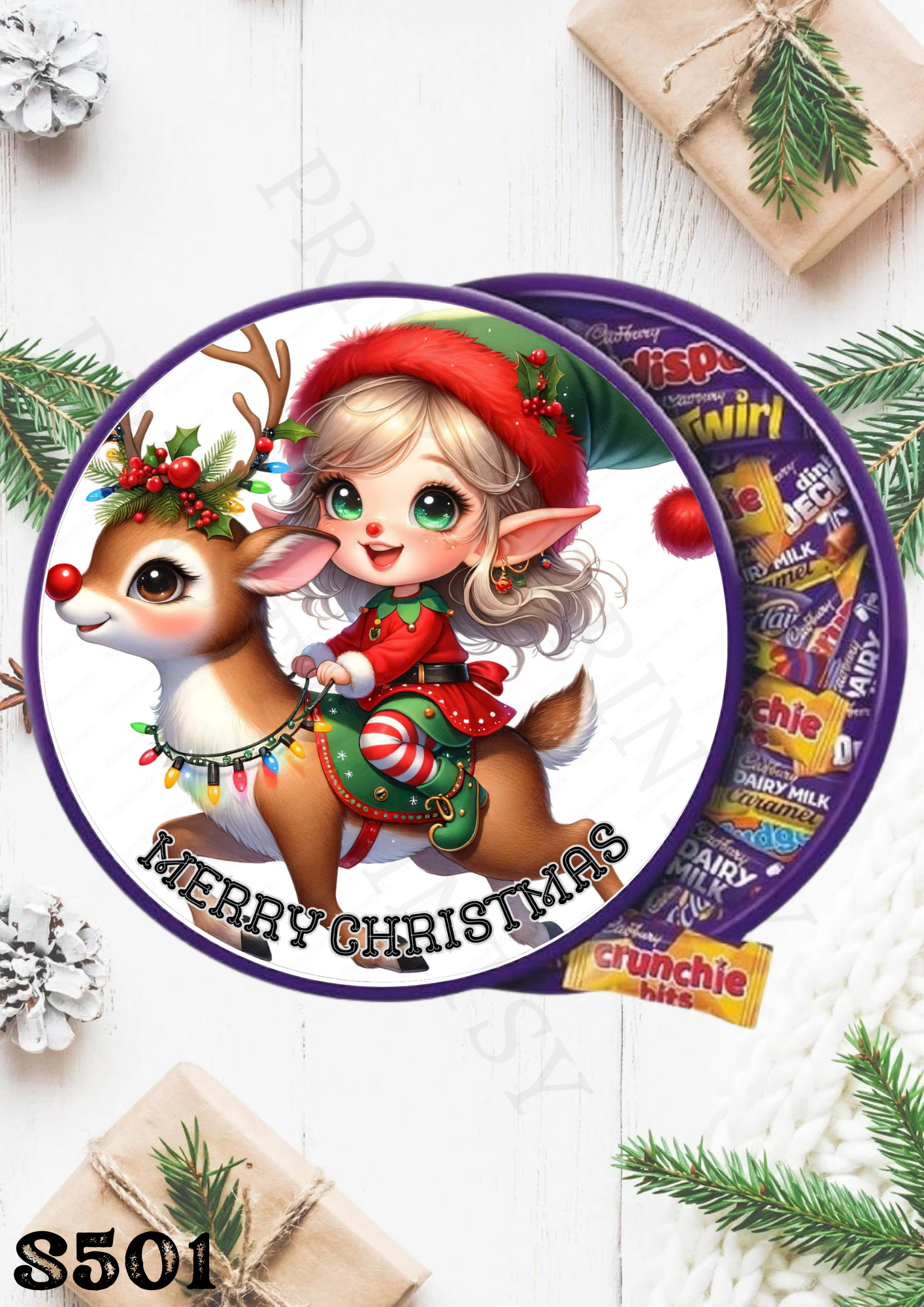 Christmas Elf Chocolate Tub Sticker