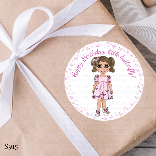 Pink Butterfly Dolly Sticker Sheet