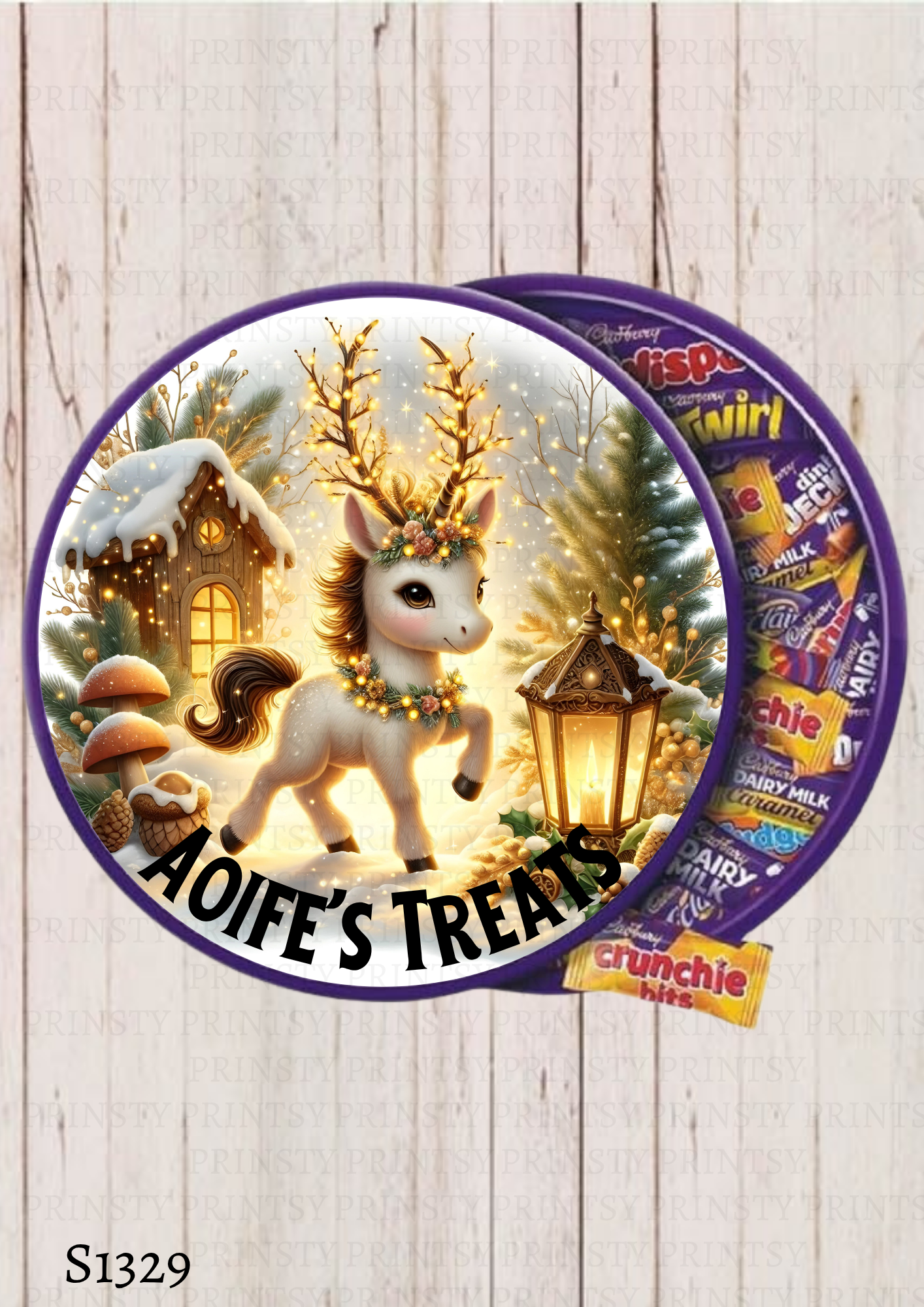 Christmas Unicorn Chocolate Tub Sticker