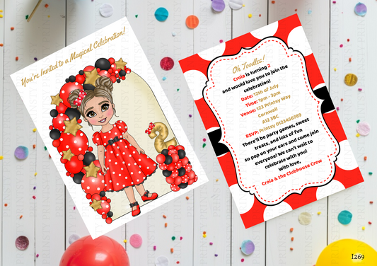 Spotty Dress Dolly Invite