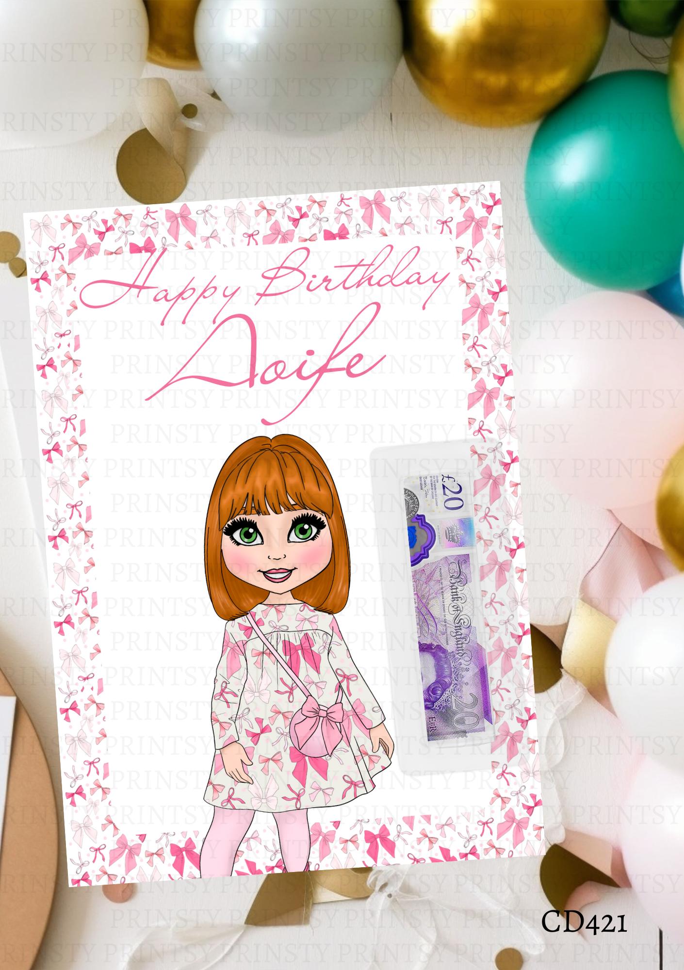 Bow Print Dolly Gift Label