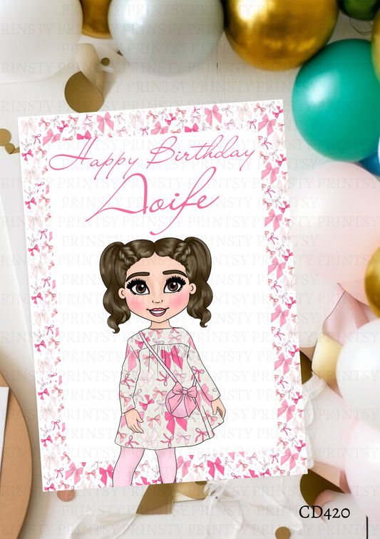 Bow Print Dolly Celebration Card