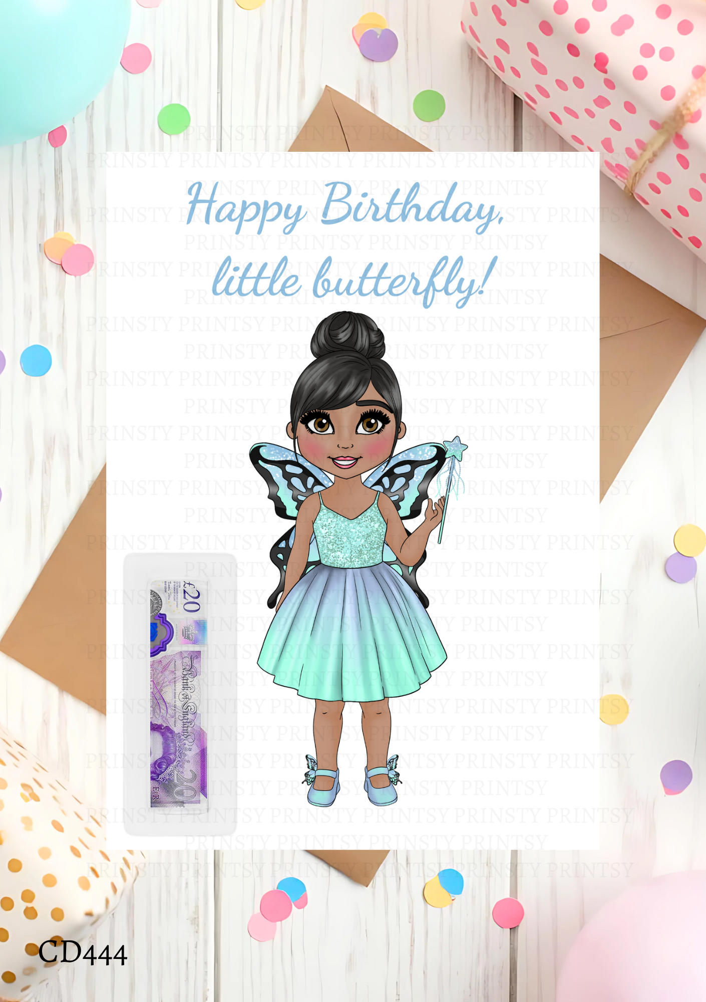 Blue Butterfly Dolly Money Card