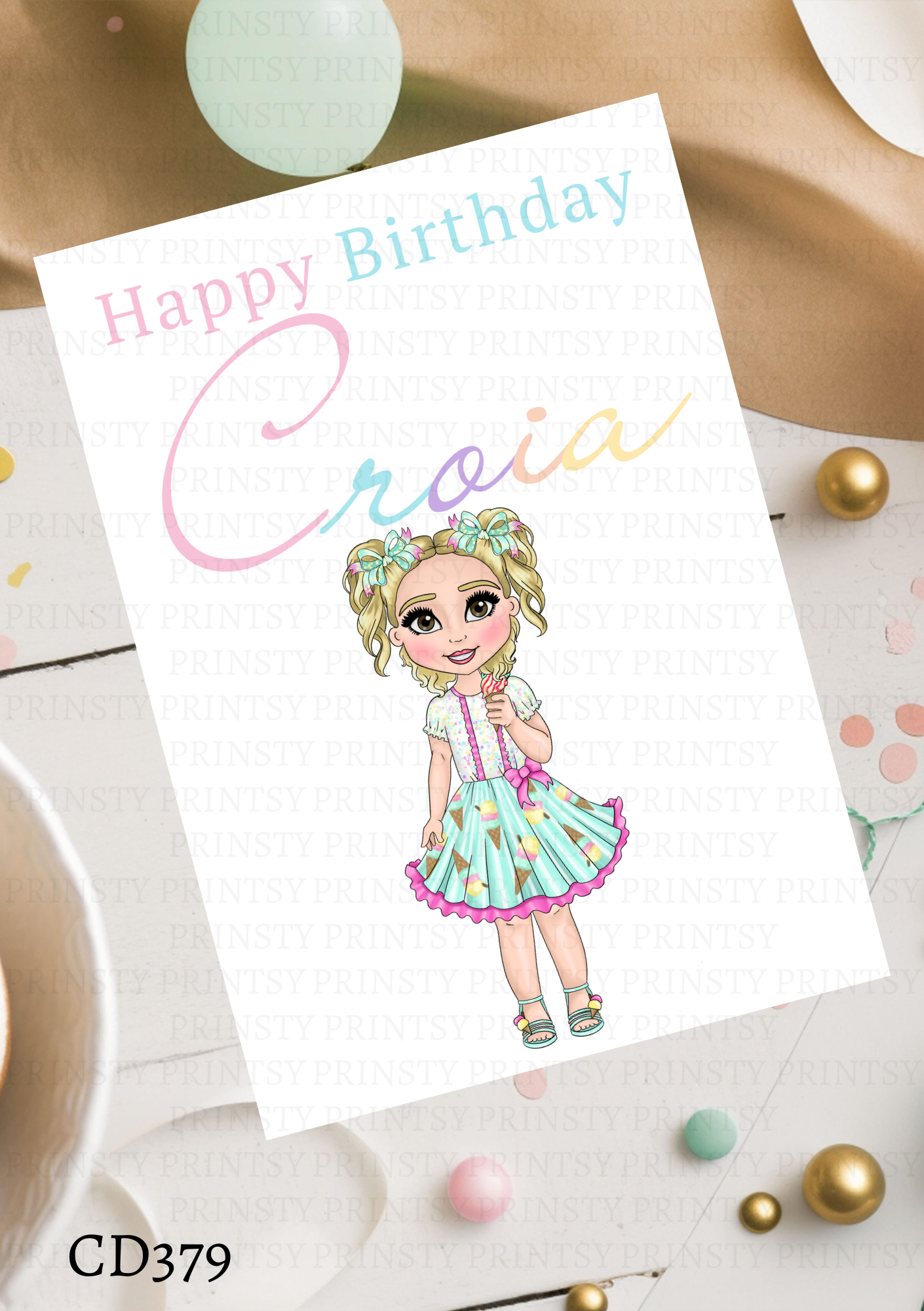 Ice Cream Dolly Celebration Card
