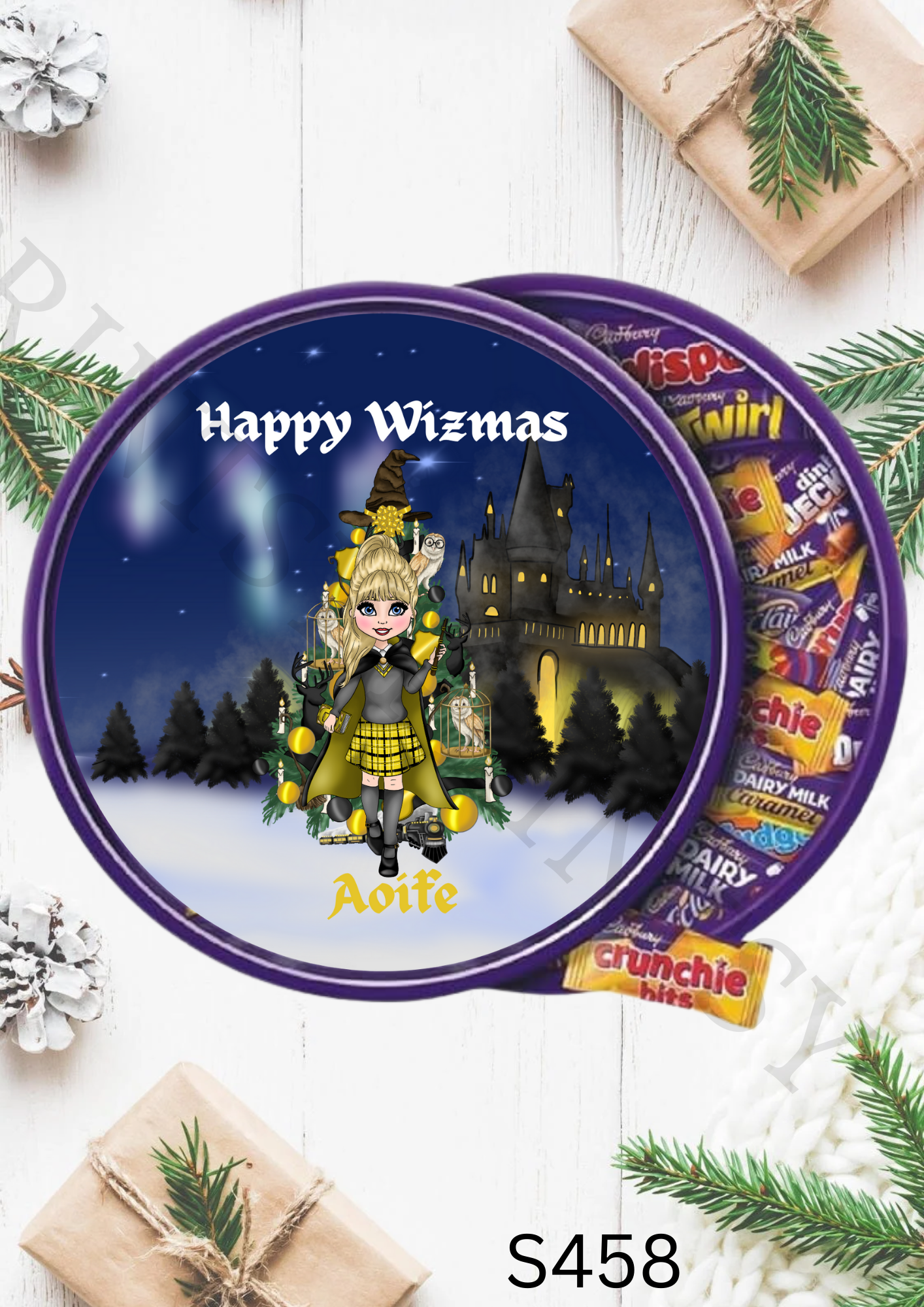 Dolly Christmas Wizard Chocolate Tub Sticker