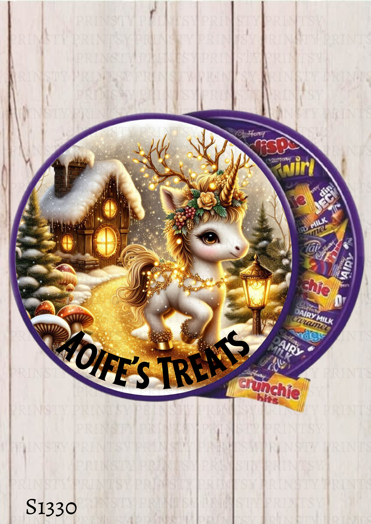 Christmas Unicorn Chocolate Tub Sticker