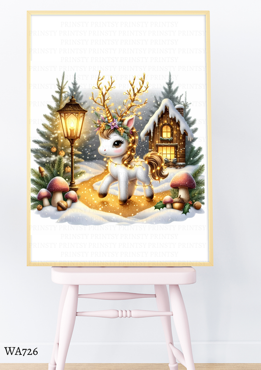 Christmas Unicorn Wall Art