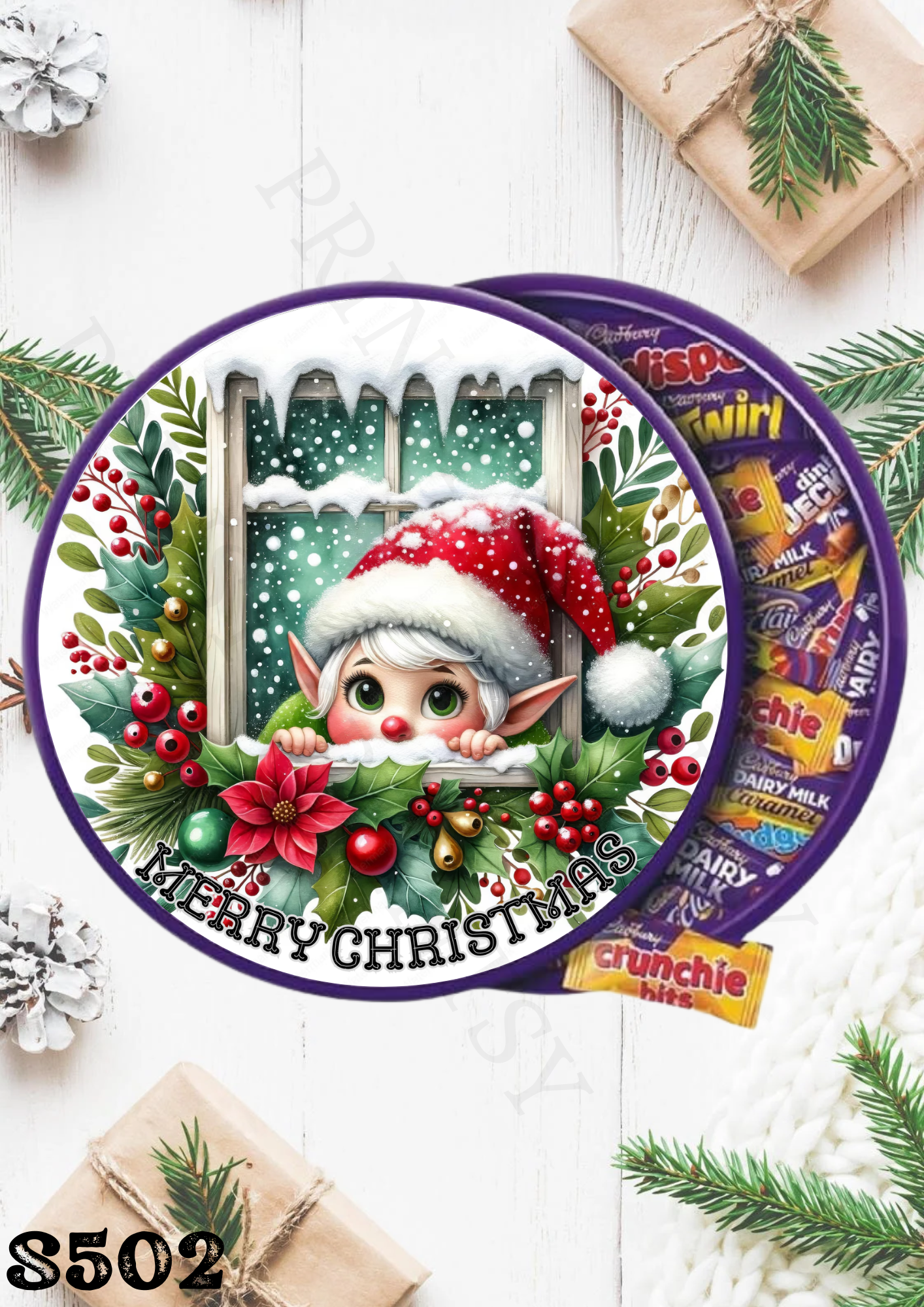 Christmas Elf Chocolate Tub Sticker