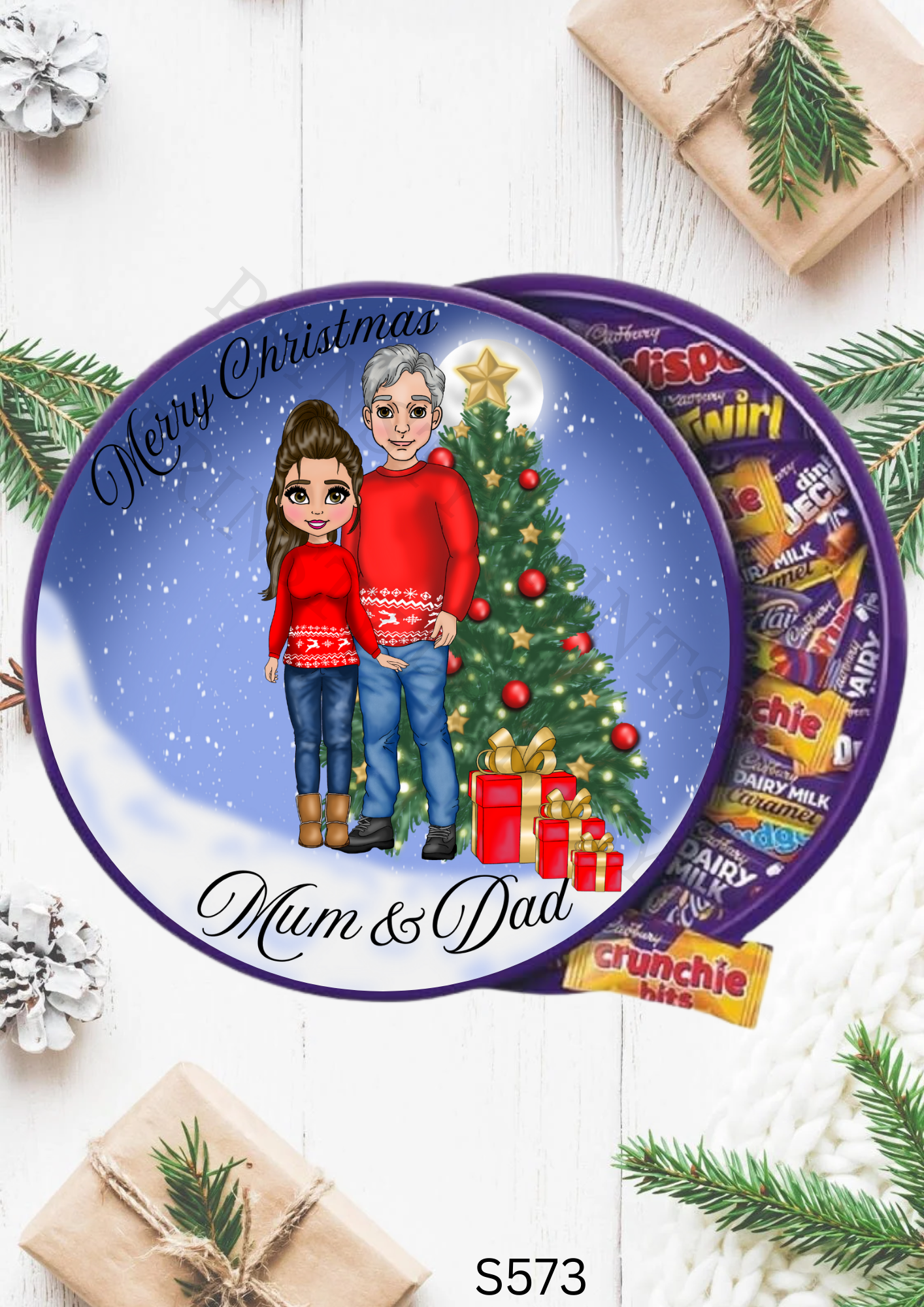 Christmas Family Chocolate Tub Sticker