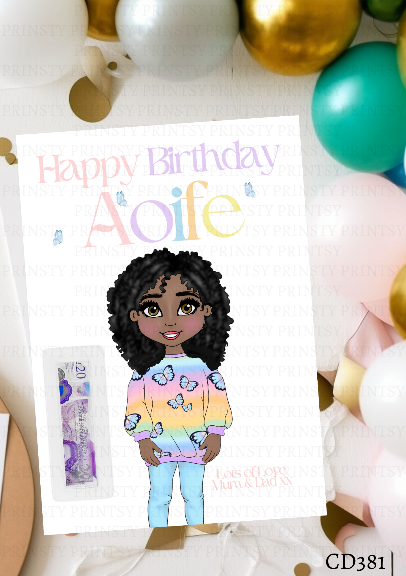 Butterfly Dolly Money Card