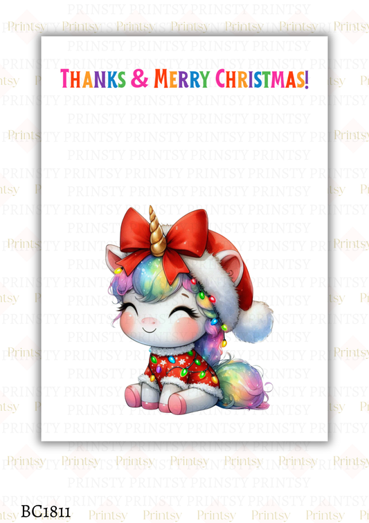 Christmas Unicorn Bow Card