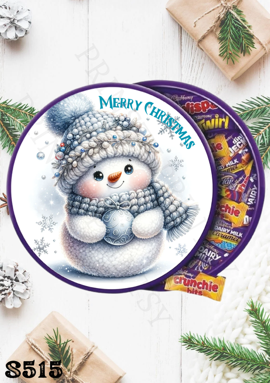Christmas Snowman Chocolate Tub Sticker