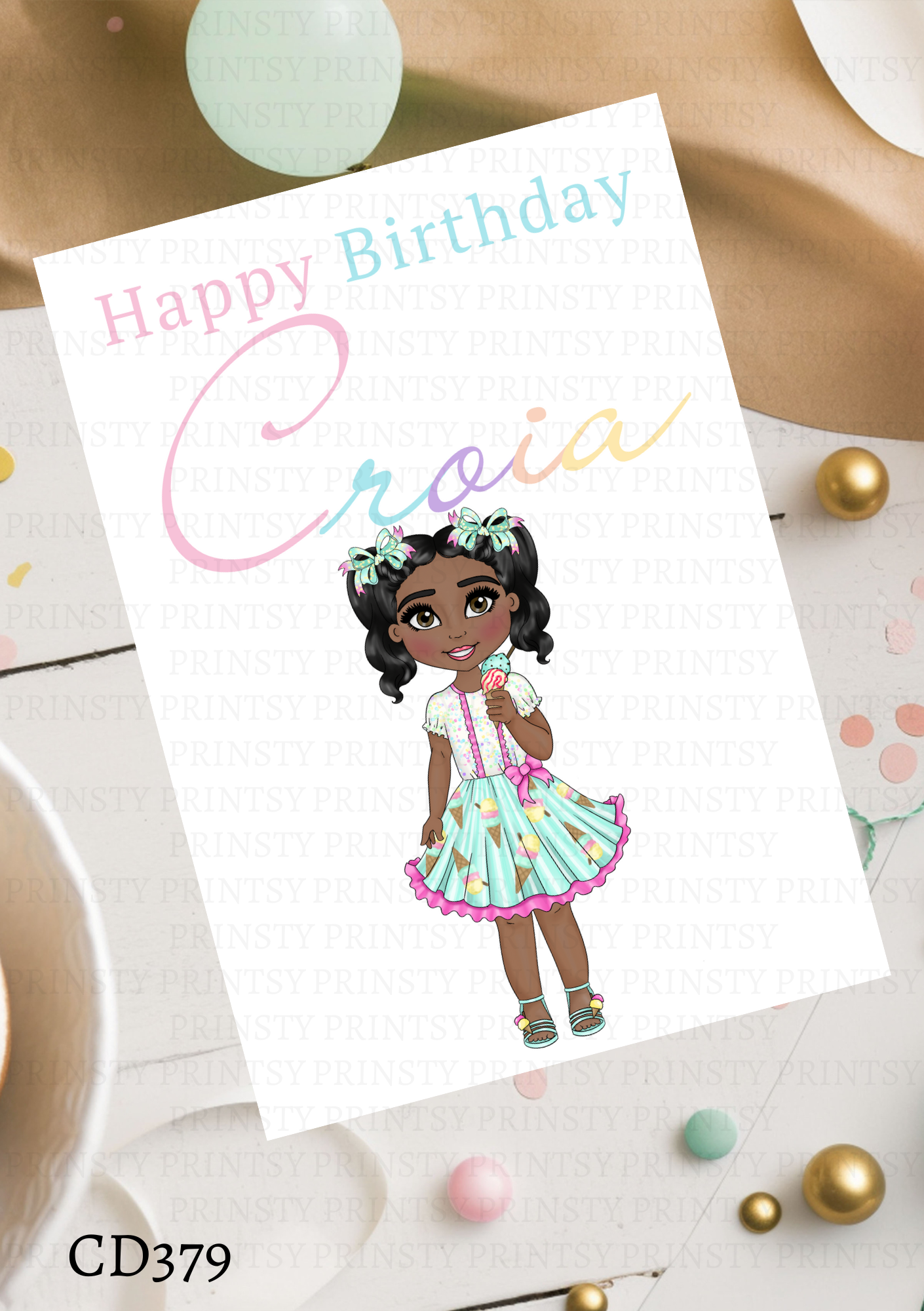 Ice Cream Dolly Celebration Card
