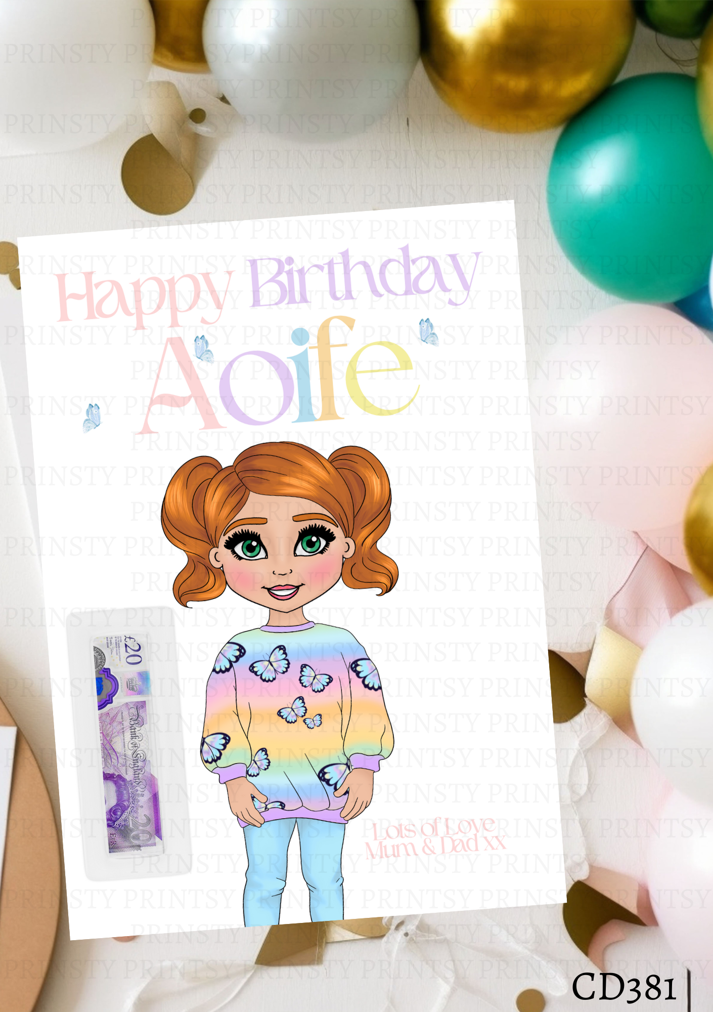 Butterfly Dolly Money Card