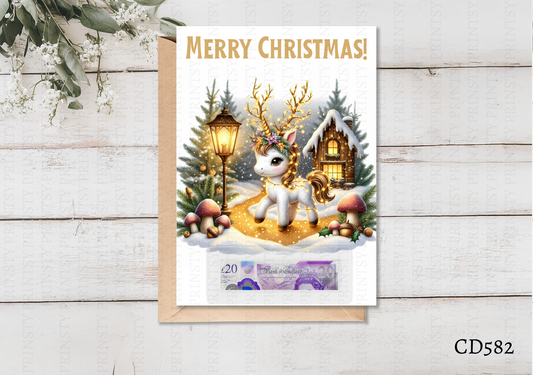 Christmas Unicorn Money Card