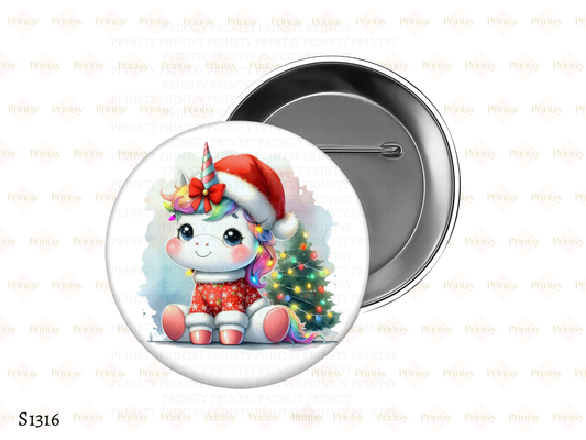 Christmas Unicorn BowBitz/Badges