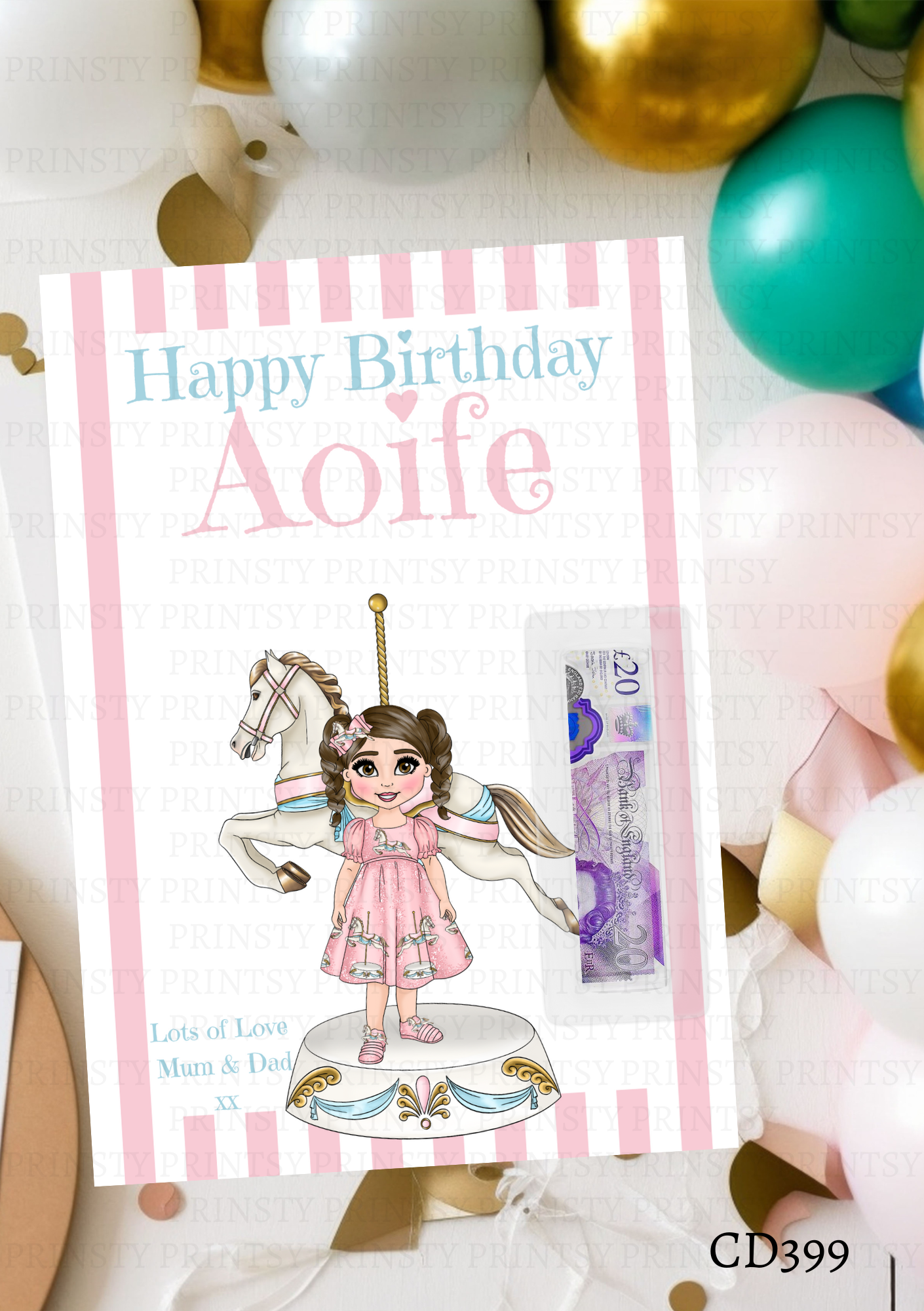 Carousel Dolly Money Card