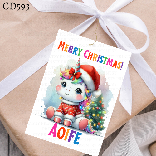 Christmas Unicorn Gift Label